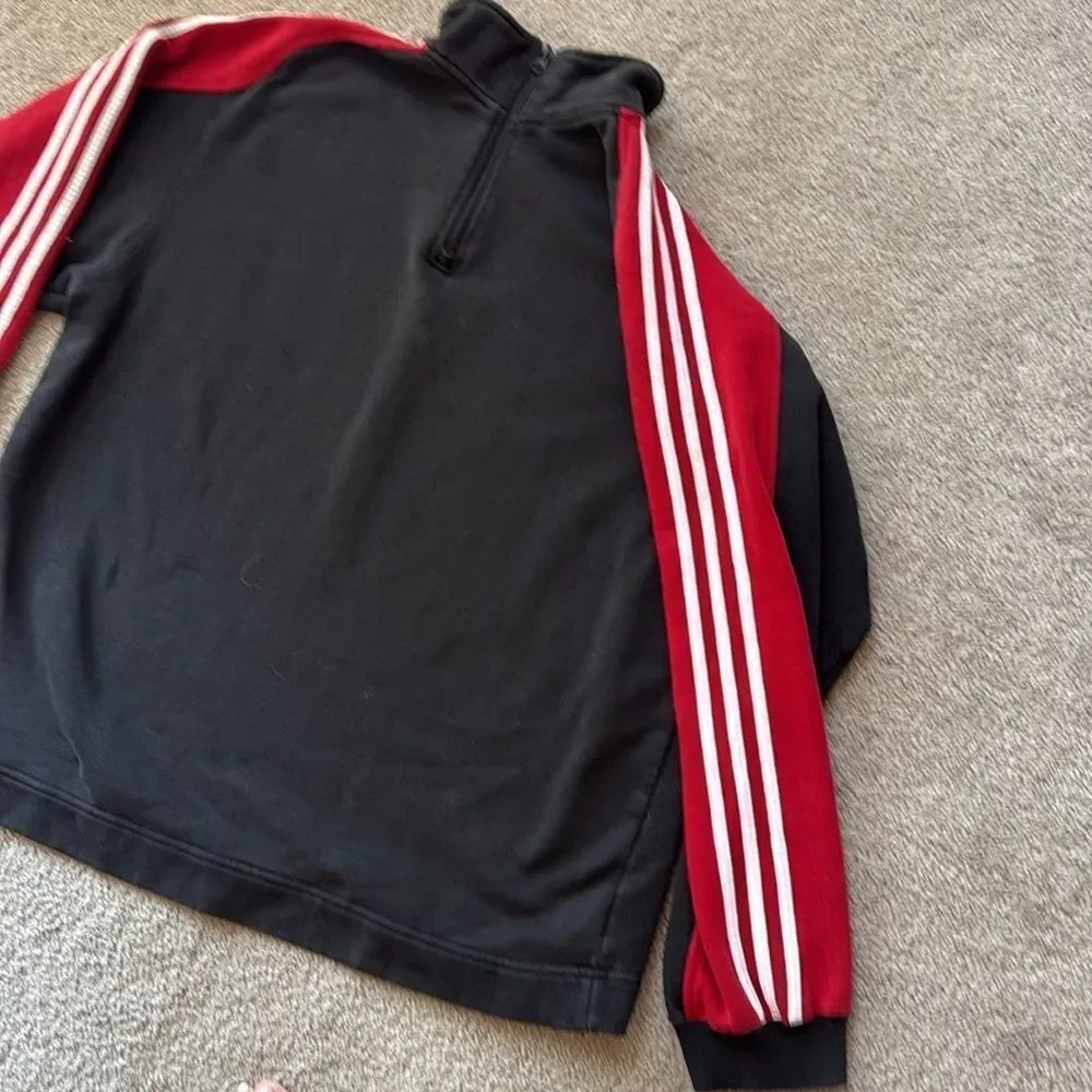 Adidas Men’s Vintage Quarter-Zip Jacket Three Stripe Sweatshirt!